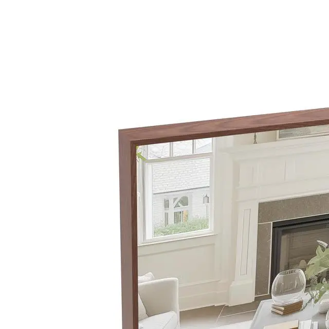 Alt view image 7 of 7 - 60"x40" Oversized Modern Rectangle Bathroom Mirror with walnut Frame Decorative Large Wall Mirrors for Bathroom Living Room Bedroom Vertical or Horizontal Wall Mounted mirror with Aluminum Frame