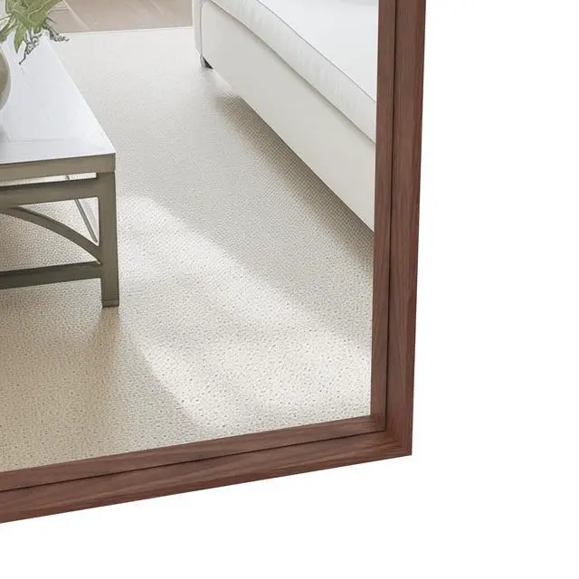 Alt view image 5 of 7 - 60"x40" Oversized Modern Rectangle Bathroom Mirror with walnut Frame Decorative Large Wall Mirrors for Bathroom Living Room Bedroom Vertical or Horizontal Wall Mounted mirror with Aluminum Frame