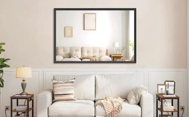 Alt view image 2 of 7 - 60"x40" Oversized Modern Rectangle Bathroom Mirror with Balck Frame Decorative Large Wall Mirrors for Bathroom Living Room Bedroom Vertical or Horizontal Wall Mounted mirror with Aluminum Frame