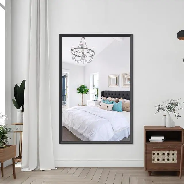 Alt view image 3 of 7 - 60"x40" Oversized Modern Rectangle Bathroom Mirror with Balck Frame Decorative Large Wall Mirrors for Bathroom Living Room Bedroom Vertical or Horizontal Wall Mounted mirror with Aluminum Frame