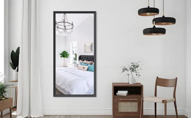 Main image of 60"x30" Oversized Modern Rectangle Bathroom Mirror with Balck Frame Decorative Large Wall Mirrors for Bathroom Living Room Bedroom Vertical or Horizontal Wall Mounted mirror with Aluminum Frame