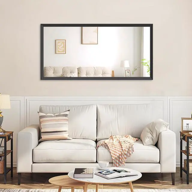 Alt view image 5 of 7 - 60"x30" Oversized Modern Rectangle Bathroom Mirror with Balck Frame Decorative Large Wall Mirrors for Bathroom Living Room Bedroom Vertical or Horizontal Wall Mounted mirror with Aluminum Frame