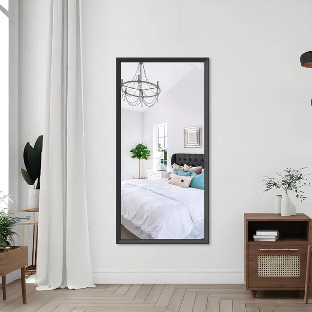 Alt view image 4 of 7 - 60"x30" Oversized Modern Rectangle Bathroom Mirror with Balck Frame Decorative Large Wall Mirrors for Bathroom Living Room Bedroom Vertical or Horizontal Wall Mounted mirror with Aluminum Frame