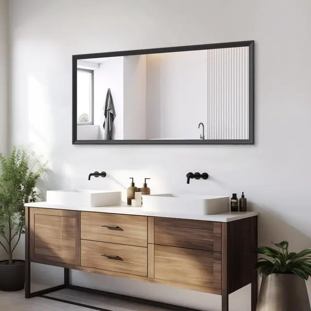 Alt view image 6 of 7 - 60"x30" Oversized Modern Rectangle Bathroom Mirror with Balck Frame Decorative Large Wall Mirrors for Bathroom Living Room Bedroom Vertical or Horizontal Wall Mounted mirror with Aluminum Frame