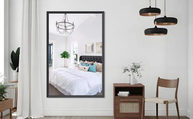 Alt view image 6 of 7 - 60"x40" Oversized Modern Rectangle Bathroom Mirror with Balck Frame Decorative Large Wall Mirrors for Bathroom Living Room Bedroom Vertical or Horizontal Wall Mounted mirror with Aluminum Frame
