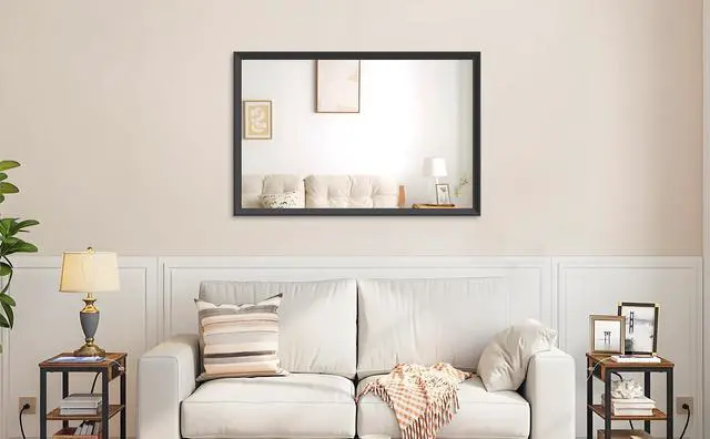 Alt view image 6 of 7 - 48"x32" Oversized Modern Rectangle Bathroom Mirror with Balck Frame Decorative Large Wall Mirrors for Bathroom Living Room Bedroom Vertical or Horizontal Wall Mounted mirror with Aluminum Frame