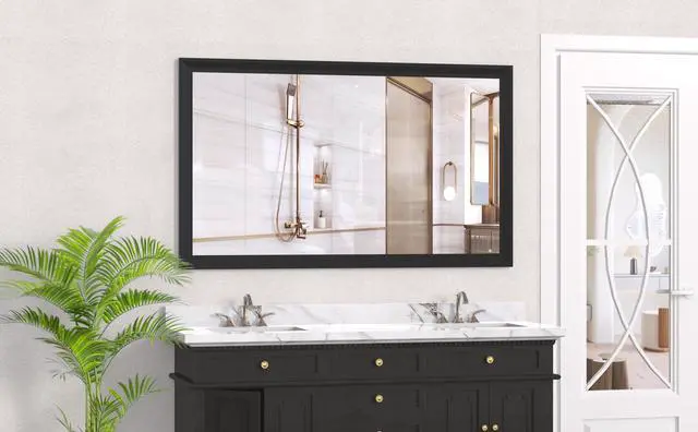 Main image of 60"x36" Oversized Modern Rectangle Bathroom Mirror with Balck Frame Decorative Large Wall Mirrors for Bathroom Living Room Bedroom Vertical or Horizontal Wall Mounted mirror with Aluminum Frame