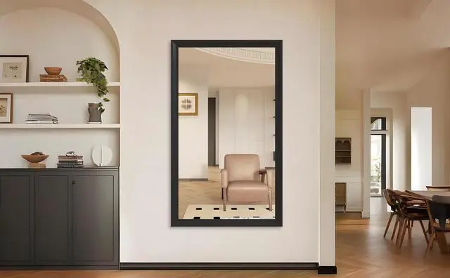 Alt view image 3 of 7 - 60"x36" Oversized Modern Rectangle Bathroom Mirror with Balck Frame Decorative Large Wall Mirrors for Bathroom Living Room Bedroom Vertical or Horizontal Wall Mounted mirror with Aluminum Frame