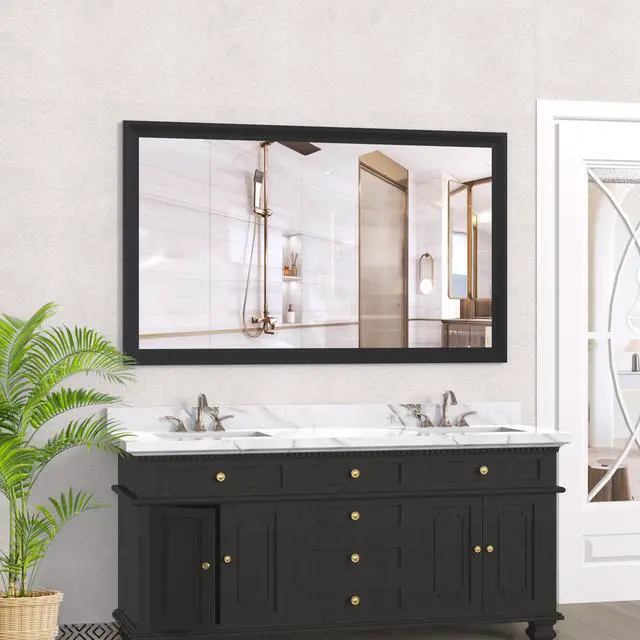 Alt view image 5 of 7 - 60"x36" Oversized Modern Rectangle Bathroom Mirror with Balck Frame Decorative Large Wall Mirrors for Bathroom Living Room Bedroom Vertical or Horizontal Wall Mounted mirror with Aluminum Frame