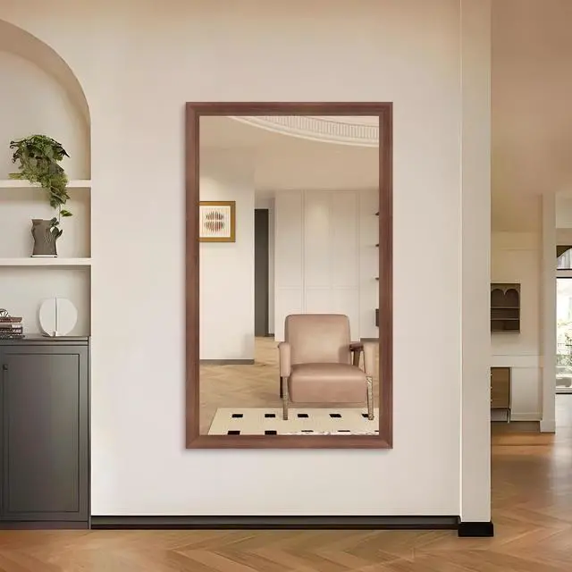 Alt view image 3 of 7 - 60"x36" Oversized Modern Rectangle Bathroom Mirror with Yellow+Coral Frame Decorative Large Wall Mirrors for Bathroom Living Room Bedroom Vertical or Horizontal Wall Mounted mirror with Aluminum Frame