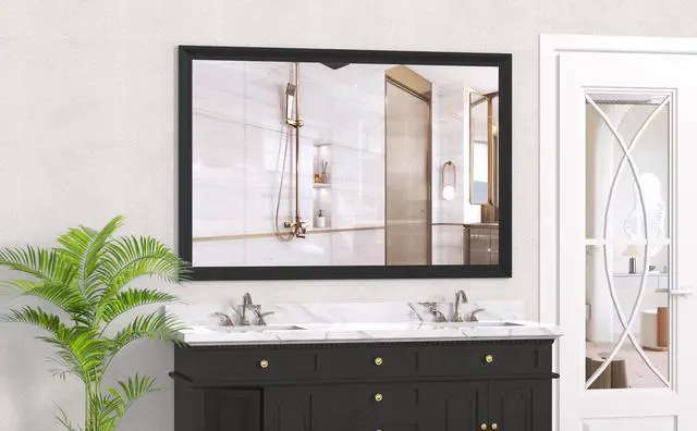 Alt view image 7 of 7 - 60"x40" Oversized Modern Rectangle Bathroom Mirror with Black Frame Decorative Large Wall Mirrors for Bathroom Living Room Bedroom Vertical or Horizontal Wall Mounted mirror with Aluminum Frame