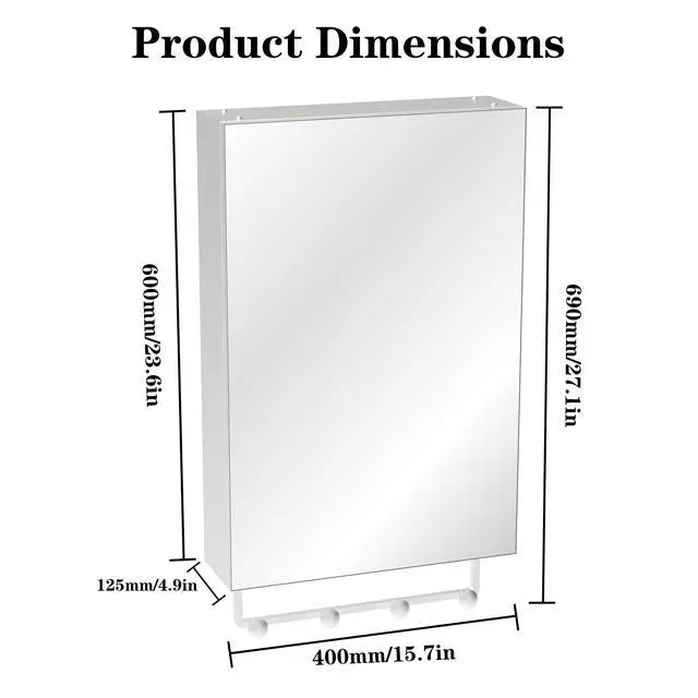 Alt view image 3 of 7 - 16'' x 24'' Medicine Cabinet with Mirror for Bathroom, Wall Mounted Bathroom Mirror with Storage, Adjustable Shelves, Aluminum Framework, Surface Mount Silver