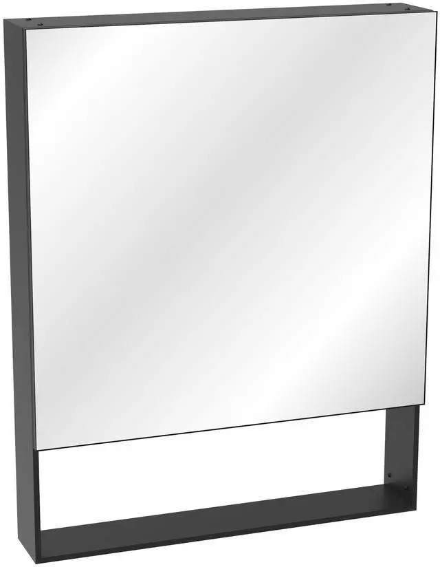 Main image of 24'' x 30'' Medicine Cabinet with Mirror for Bathroom, Wall Mounted Bathroom Mirror with Storage, Adjustable Shelves, Aluminum Framework, Surface Mount Black