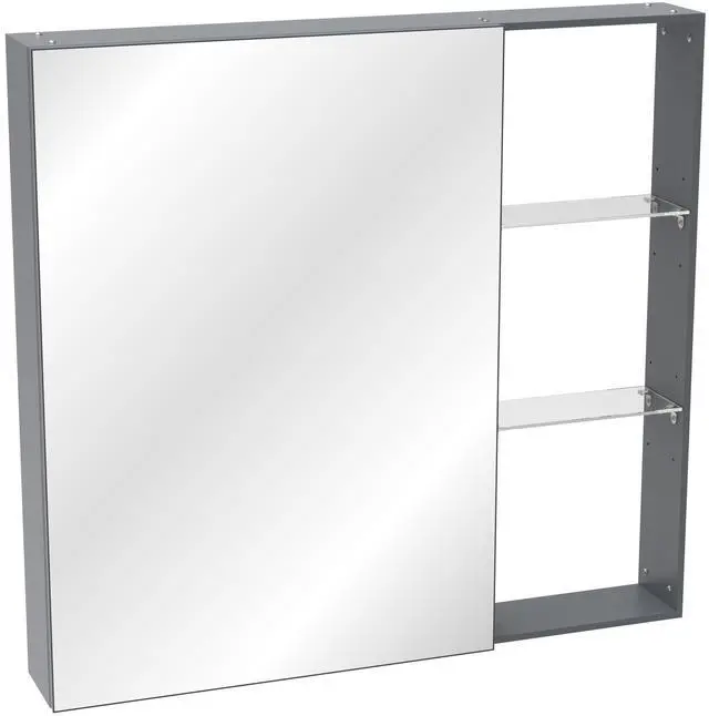 Main image of 30'' x 28'' Medicine Cabinet with Mirror for Bathroom, Wall Mounted Bathroom Mirror with Storage, Adjustable Shelves, Aluminum Framework, Surface Mount Black Brown