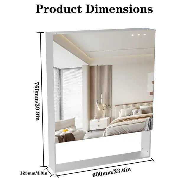 Alt view image 3 of 7 - 24'' x 30'' Medicine Cabinet with Mirror for Bathroom, Wall Mounted Bathroom Mirror with Storage, Adjustable Shelves, Aluminum Framework, Surface Mount Silver