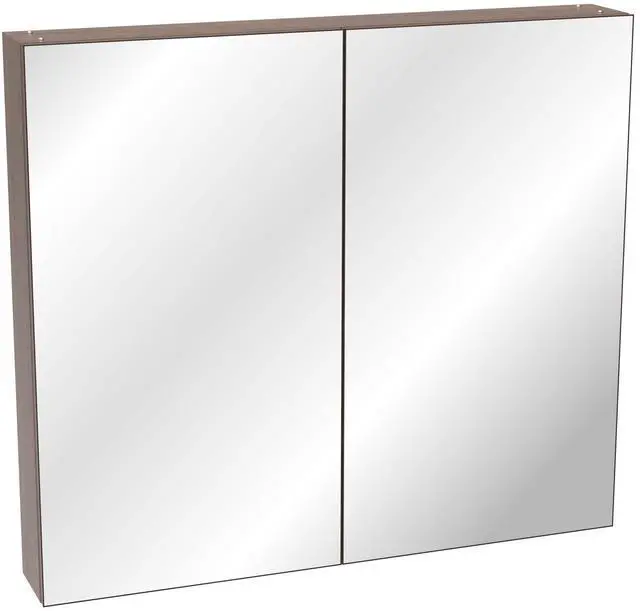 Main image of 32*28Medicine Cabinet with Mirror for Bathroom, Wall Mounted Bathroom Mirror with Storage, Adjustable Shelves, Aluminum Framework, Surface Mount Yellow+Coral