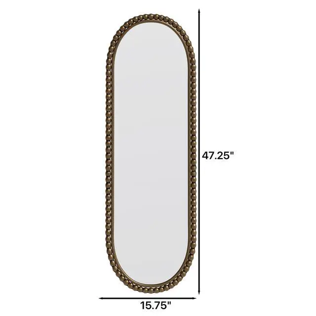 Alt view image 3 of 7 - Iron Art Oval Retro Mirror, Antique Effect,Wall Hanging,Suitable For Living Room,Bedroom, Entrance (Gold)
