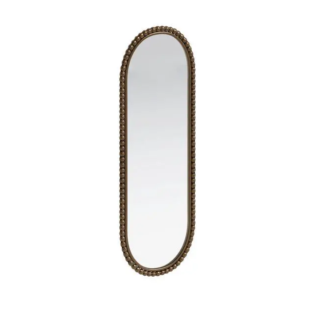 Alt view image 5 of 7 - Iron Art Oval Retro Mirror, Antique Effect,Wall Hanging,Suitable For Living Room,Bedroom, Entrance (Gold)