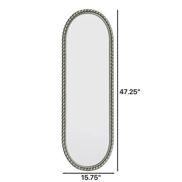 Alt view image 3 of 7 - Iron Art Oval Retro Mirror, Antique Effect,Wall Hanging,Suitable For Living Room,Bedroom, Entrance (Silver)