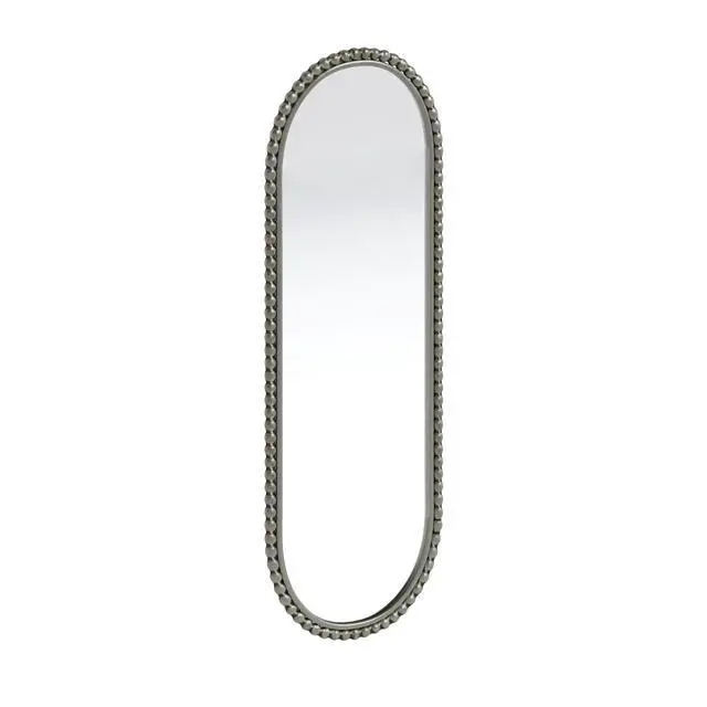 Alt view image 5 of 7 - Iron Art Oval Retro Mirror, Antique Effect,Wall Hanging,Suitable For Living Room,Bedroom, Entrance (Silver)