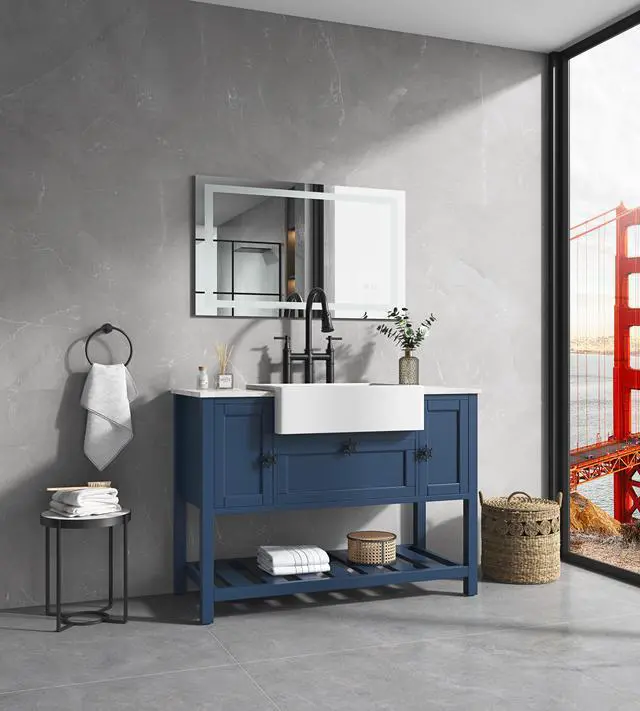 Alt view image 2 of 6 - LED Bathroom Mirror 40 "x 30 " with Front and Backlight, Large Dimmable Wall Mirrors with Anti-Fog, Memory, 3 Colors, LED Vanity Mirror
