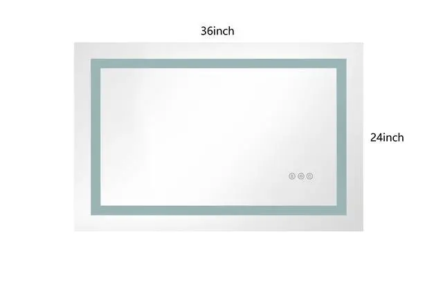 Alt view image 4 of 6 - LED Bathroom Mirror 36 "x 24 " with Front and Backlight, Dimmable Wall Mirrors with Anti-Fog, Memory, 3Colors, LED Vanity Mirror