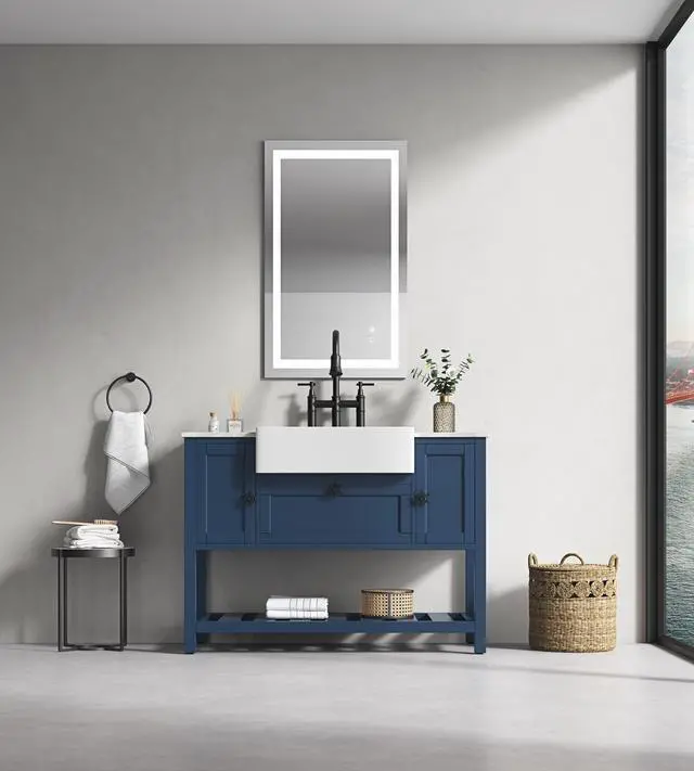 Alt view image 2 of 6 - LED Bathroom Mirror 36 "x28 " with Front and Backlight, Dimmable Wall Mirrors with Anti-Fog, Memory,3 Colors, LED Vanity Mirror