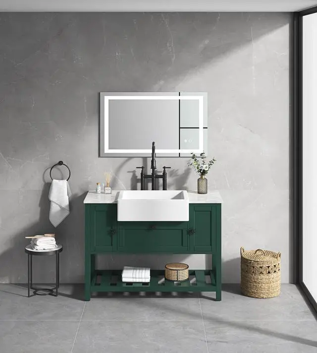 Main image of LED Bathroom Mirror 40 "x 32" with Front and Backlight, Dimmable Wall Mirrors with Anti-Fog, Memory, 3 Colors, LED Vanity Mirror