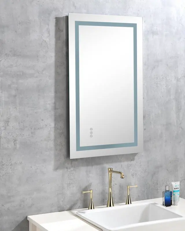 Alt view image 2 of 6 - LED Bathroom Mirror 36 "x 24 " with Front and Backlight, Dimmable Wall Mirrors with Anti-Fog, Memory, 3Colors, LED Vanity Mirror