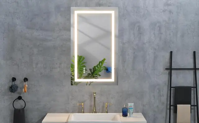 Alt view image 3 of 6 - LED Bathroom Mirror 36 "x 24 " with Front and Backlight, Dimmable Wall Mirrors with Anti-Fog, Memory, 3Colors, LED Vanity Mirror