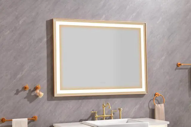 Alt view image 4 of 7 - 48*36 LED Lighted Bathroom Wall Mounted Mirror with High Lumen+Anti-Fog Separately Control