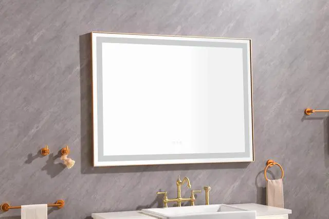 Alt view image 3 of 7 - 48*36 LED Lighted Bathroom Wall Mounted Mirror with High Lumen+Anti-Fog Separately Control