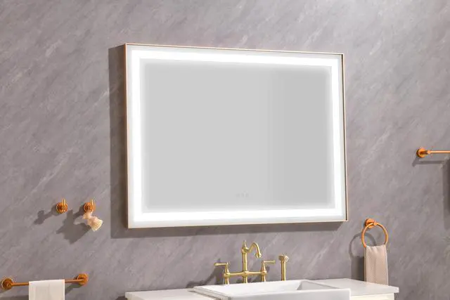 Alt view image 6 of 7 - 48*36 LED Lighted Bathroom Wall Mounted Mirror with High Lumen+Anti-Fog Separately Control
