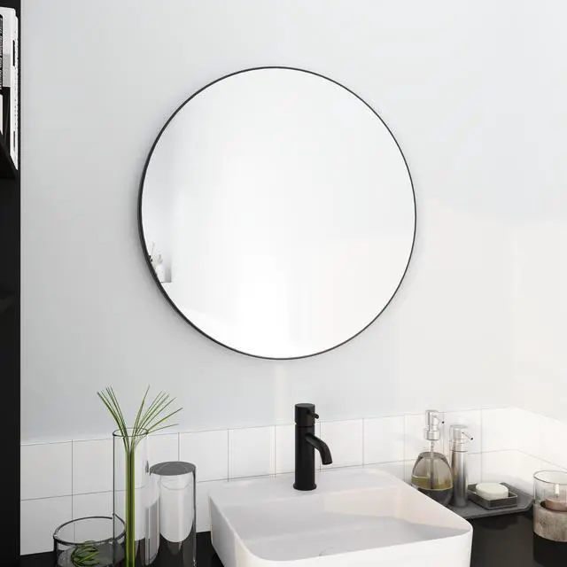 Alt view image 2 of 7 - 24" Large Round Black Circular Mirror