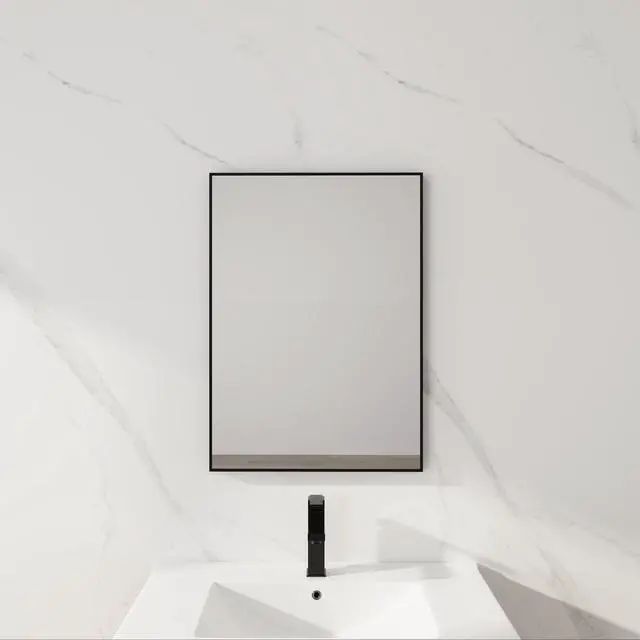 Main image of 20'' Black Aluminum Frame Bathroom Mirror,,Rectangular Wall Mounted Mirror