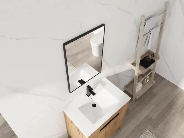 Alt view image 7 of 7 - 20'' Black Aluminum Frame Bathroom Mirror,,Rectangular Wall Mounted Mirror
