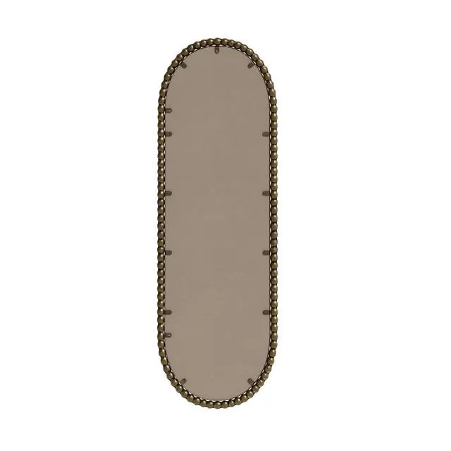 Alt view image 6 of 7 - Iron Art Oval Retro Mirror, Antique Effect,Wall Hanging,Suitable For Living Room,Bedroom, Entrance (Gold)