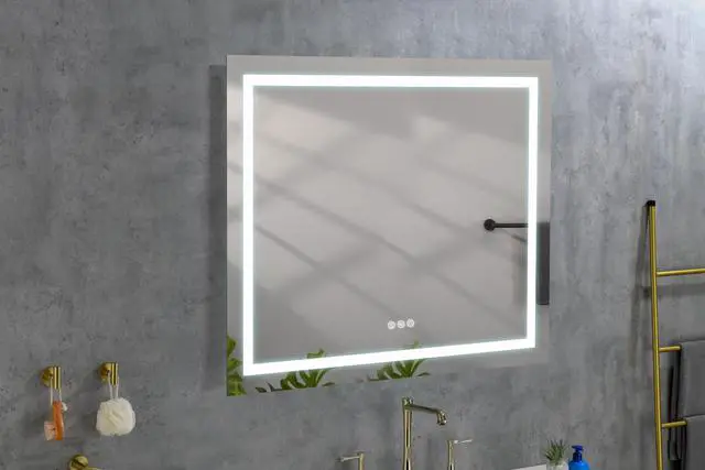 Alt view image 5 of 6 - 36" x 36" LED Bathroom Mirror with Front and Backlight, Wall Mounted Vanity Mirror, Anti-Fog, Memory, 3 Colors, Stepless Dimmable