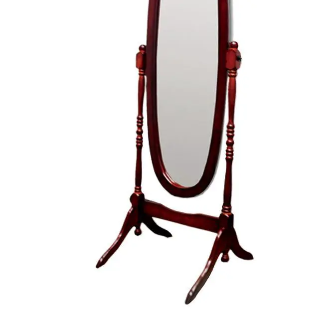 Alt view image 4 of 5 - 59.25" Tall Standing Wooden Floor Mirror with Cherry finish, Oval Shape