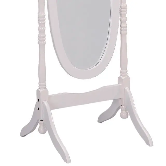 Alt view image 2 of 5 - 59.25" Tall Standing Wooden Floor Mirror with White finish, Oval Shape