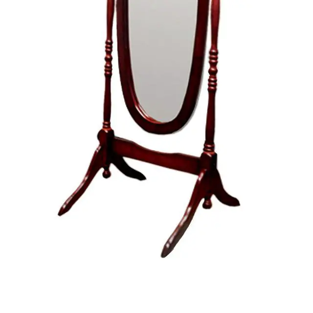 Alt view image 5 of 5 - 59.25" Tall Standing Wooden Floor Mirror with Cherry finish, Oval Shape