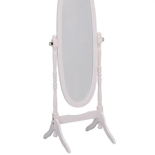Alt view image 4 of 5 - 59.25" Tall Standing Wooden Floor Mirror with White finish, Oval Shape