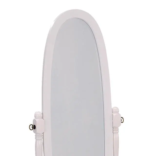 Alt view image 5 of 5 - 59.25" Tall Standing Wooden Floor Mirror with White finish, Oval Shape