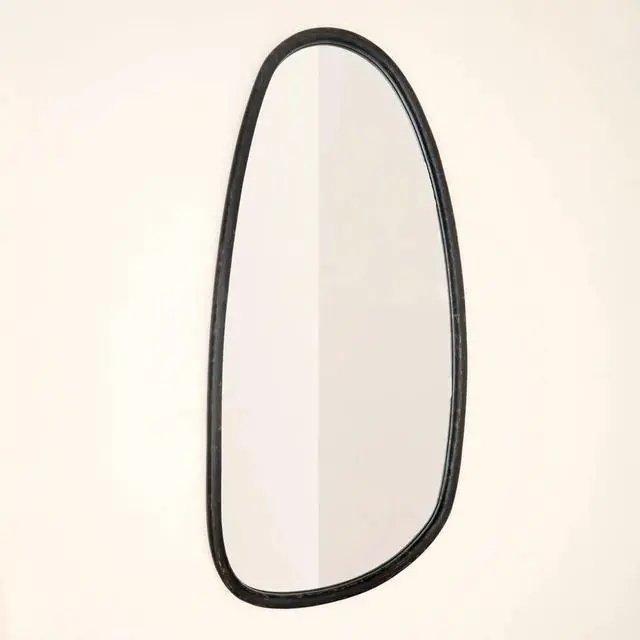 Alt view image 2 of 4 - Wall Mirror with Blackwash Mango Wood Frame, Black, 28x60"