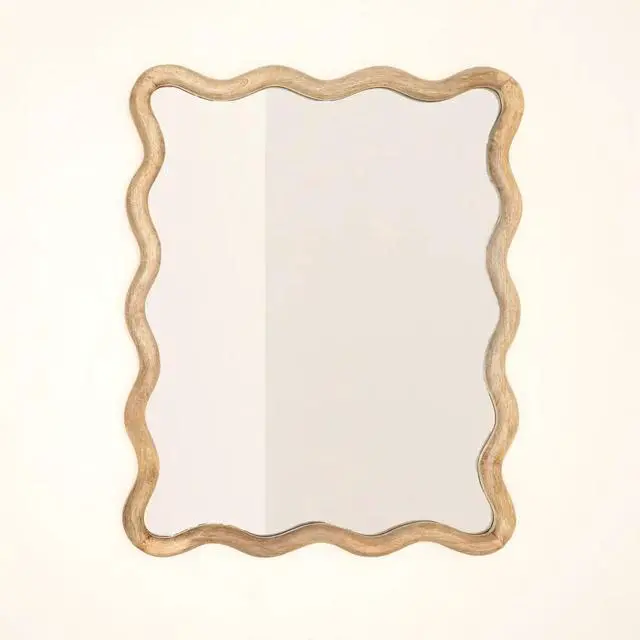 Alt view image 5 of 5 - Decorative Wavy Wall Mirror with Mango Wood Frame, 36x48"