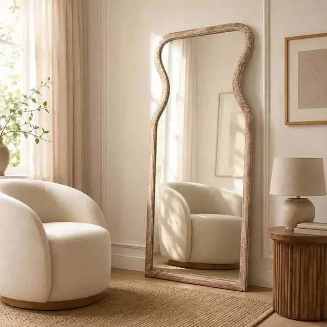 Main image of Decorative Full Length Wall Mirror with Mango Wood Frame 70"