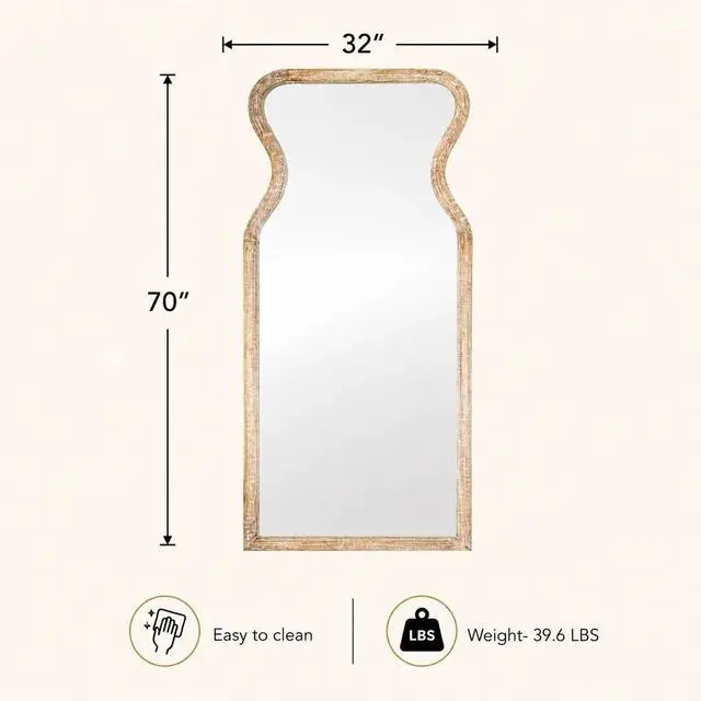Alt view image 2 of 5 - Decorative Full Length Wall Mirror with Mango Wood Frame 70"