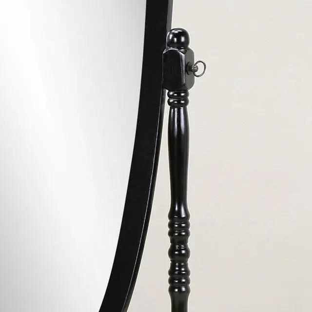 Alt view image 3 of 6 - Traditional Queen Anna Style Wood Floor Cheval Mirror, Black Finish