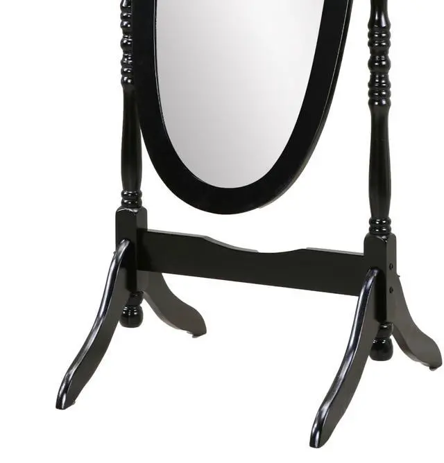 Alt view image 5 of 6 - Traditional Queen Anna Style Wood Floor Cheval Mirror, Black Finish