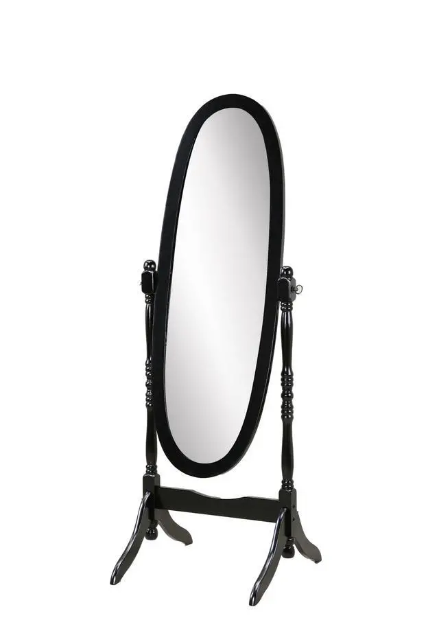 Alt view image 4 of 6 - Traditional Queen Anna Style Wood Floor Cheval Mirror, Black Finish
